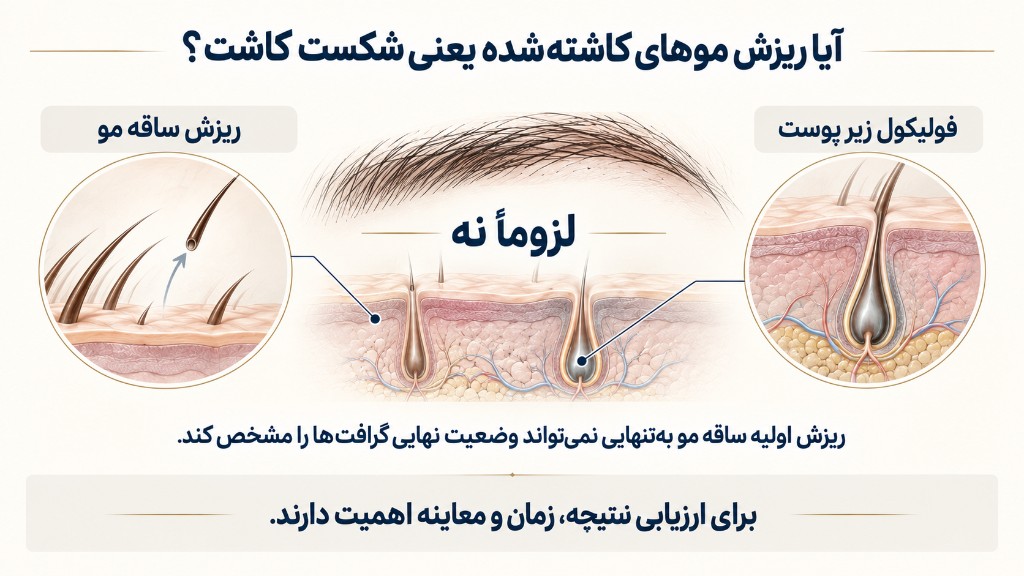 آیا ریزش موهای کاشته‌شده یعنی شکست کاشت؟ ریزش ساقه در برابر فولیکول زیر پوست