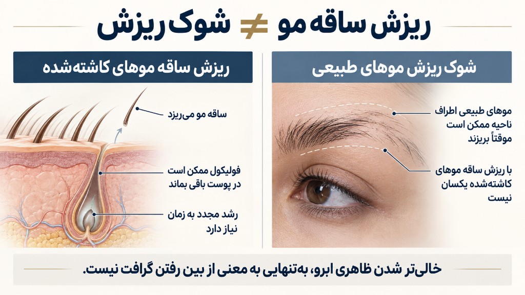 ریزش ساقه مو با شوک ریزش موهای طبیعی یکی نیست