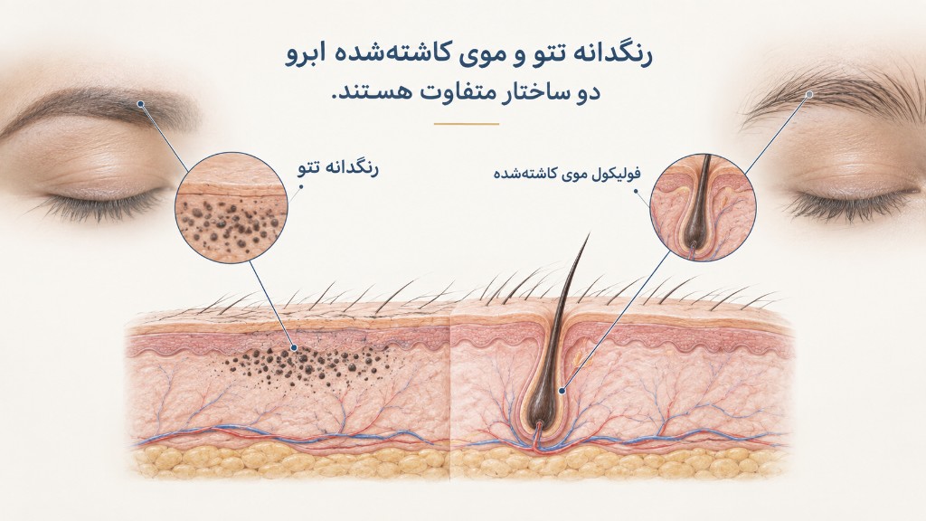 رنگدانه تتو و فولیکول موی کاشته‌شده دو ساختار متفاوت هستند