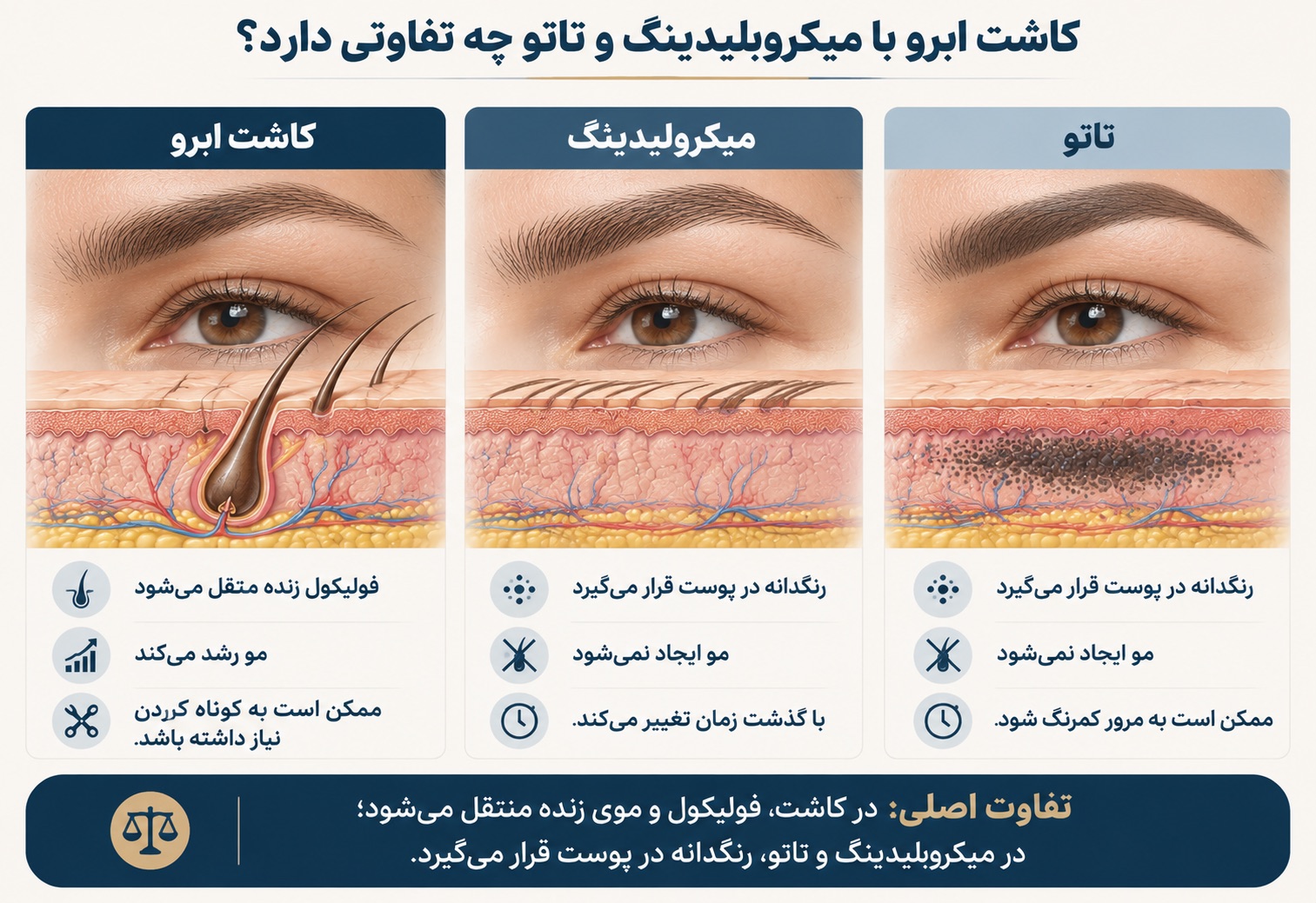 کاشت ابرو با میکروبلیدینگ و تاتو چه تفاوتی دارد؟