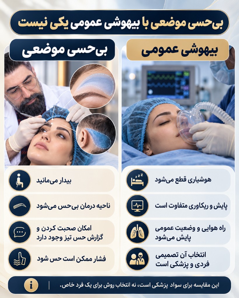 بی‌حسی موضعی با بیهوشی عمومی یکی نیست